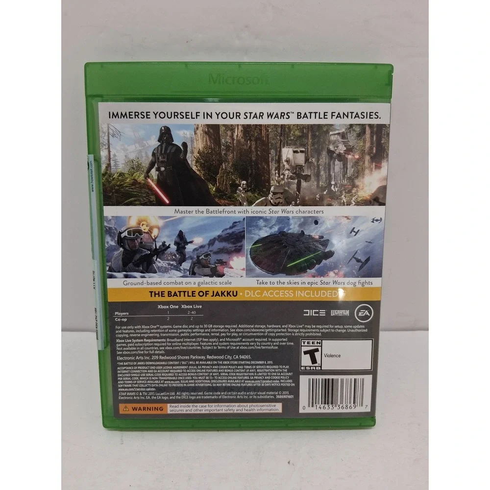 Star Wars Battlefront Xbox One EA DICE Lucasfilm Action Shooter Video Game